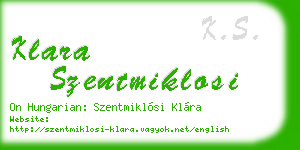 klara szentmiklosi business card