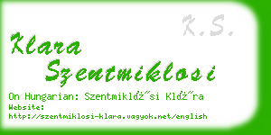 klara szentmiklosi business card